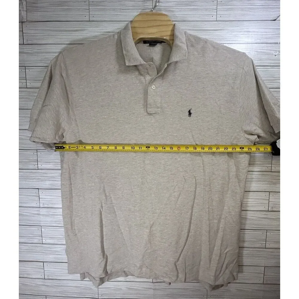 Polo Ralph Lauren‎ Men's Cotton Polo Tan Heather Short Sleeve Golf Sz 2XXL